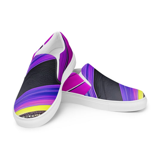 Women’s slip-on canvas shoes - Purple Paint Pour Slip Ons Stylin' Spirit 5  