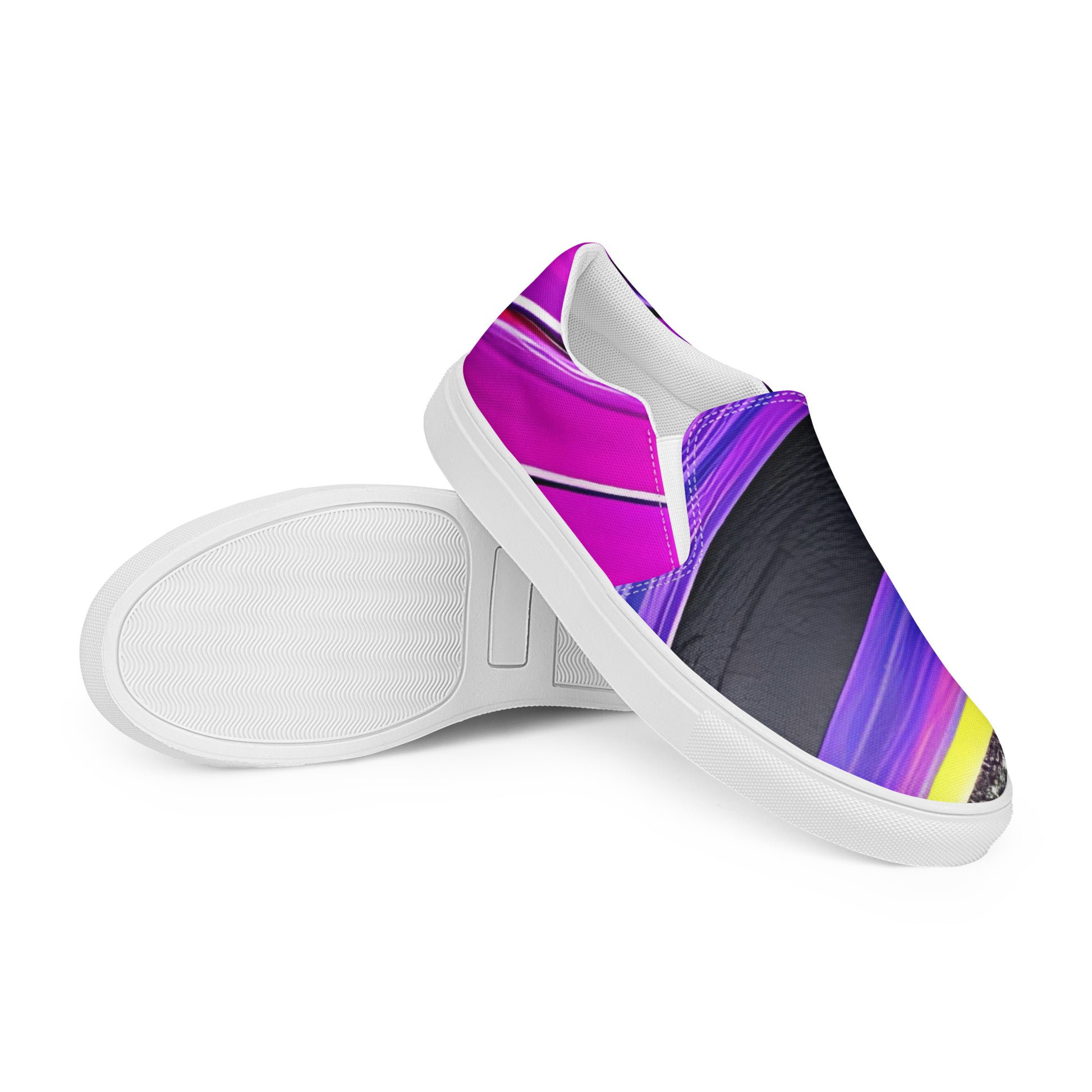 Women’s slip-on canvas shoes - Purple Paint Pour - Stylin Spirit