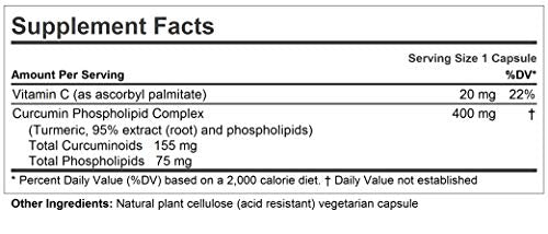 ANDREW LESSMAN Turmeric 400-60 Capsules – 95% Curcuminoids as Phospholipid Complex for Optimum Benefits and Greater Absorption, High Potency Standardized Extract, Small Easy to Swallow Capsules
