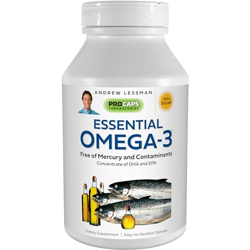 ANDREW LESSMAN Essential Omega-3 Unflavored - 180 Softgels - Ultra-Pure, High Potency Omega-3 Oils. High DHA, No Stomach Upset, No Contaminants, No Mercury. Small Easy to Swallow Softgels