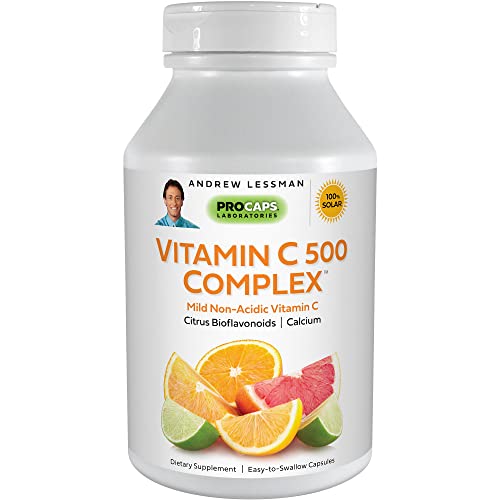 ANDREW LESSMAN Vitamin C 500 Complex 60 Capsules – Non-Acidic Vitamin C Plus Citrus Bioflavonoids for Immune System and Anti-Oxidant Support, No Stomach Upset, Small Easy to Swallow Capsules