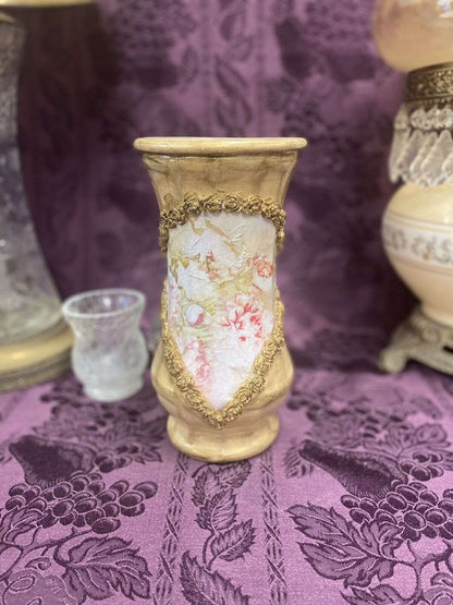 Custom Stained Glass Vase Floral Antiqued Decoupage Home & Garden:Home Décor:Decorative Accessories:Vase Stylin' Spirit   