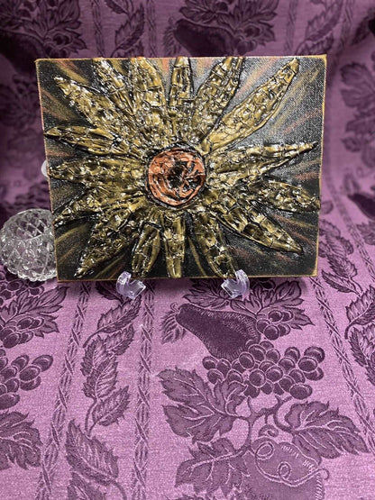 Handmade 8x10 Metallic Sunflower On Black Canvas Art Decor Picture Canvas Stylin' Spirit   