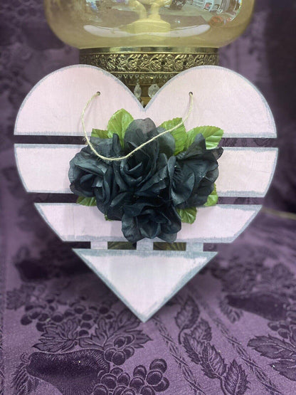 Valentine Decorative Wooden Wall Hanging Heart - Home Decor Pink & Black Roses Wood Wall Hanging Stylin’ Spirit   