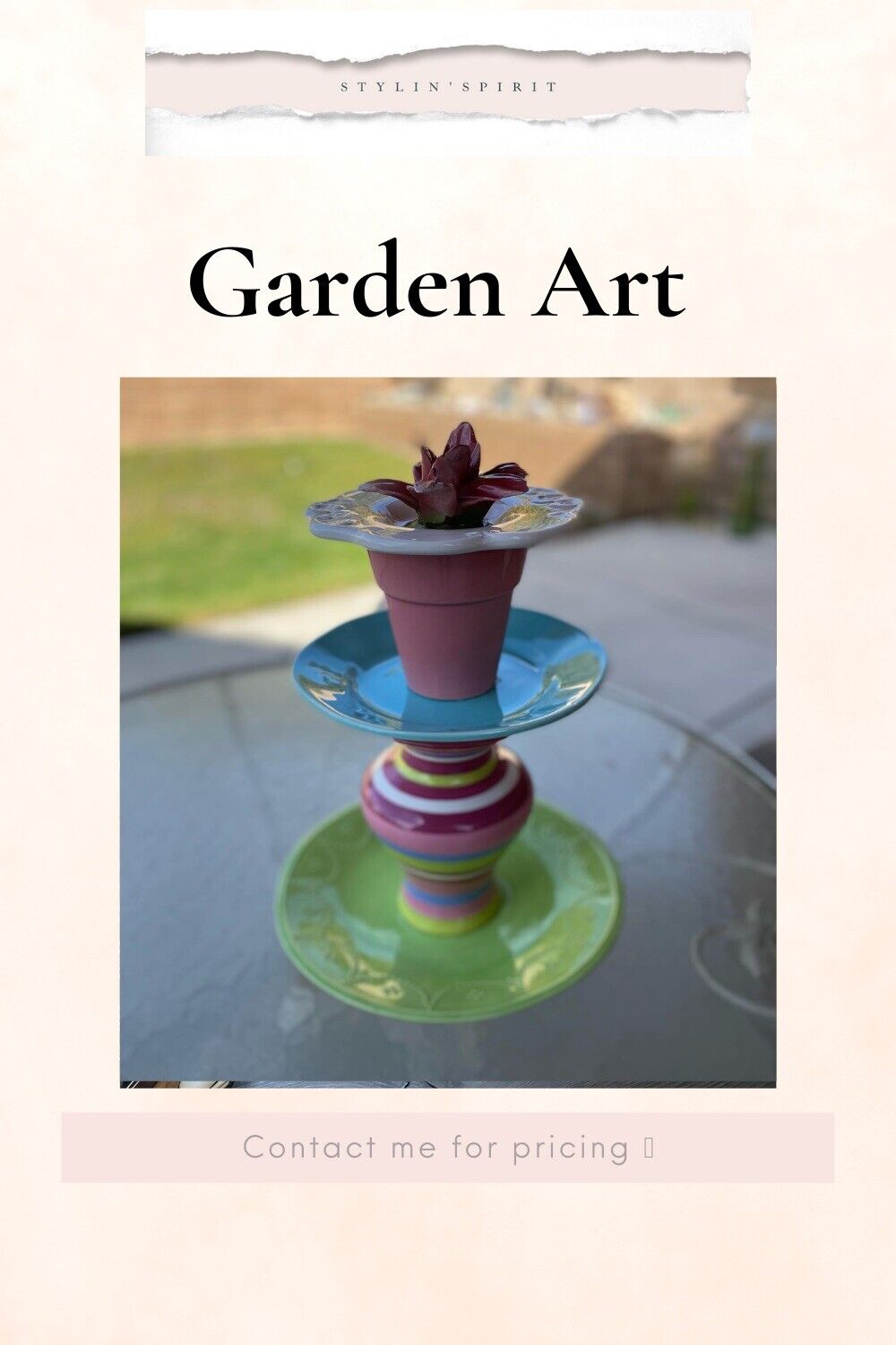 Whimsical Garden Art - Statue - Topiary -  Repurposed Dishes And Ceramics Garden Art Stylin’ Spirit   