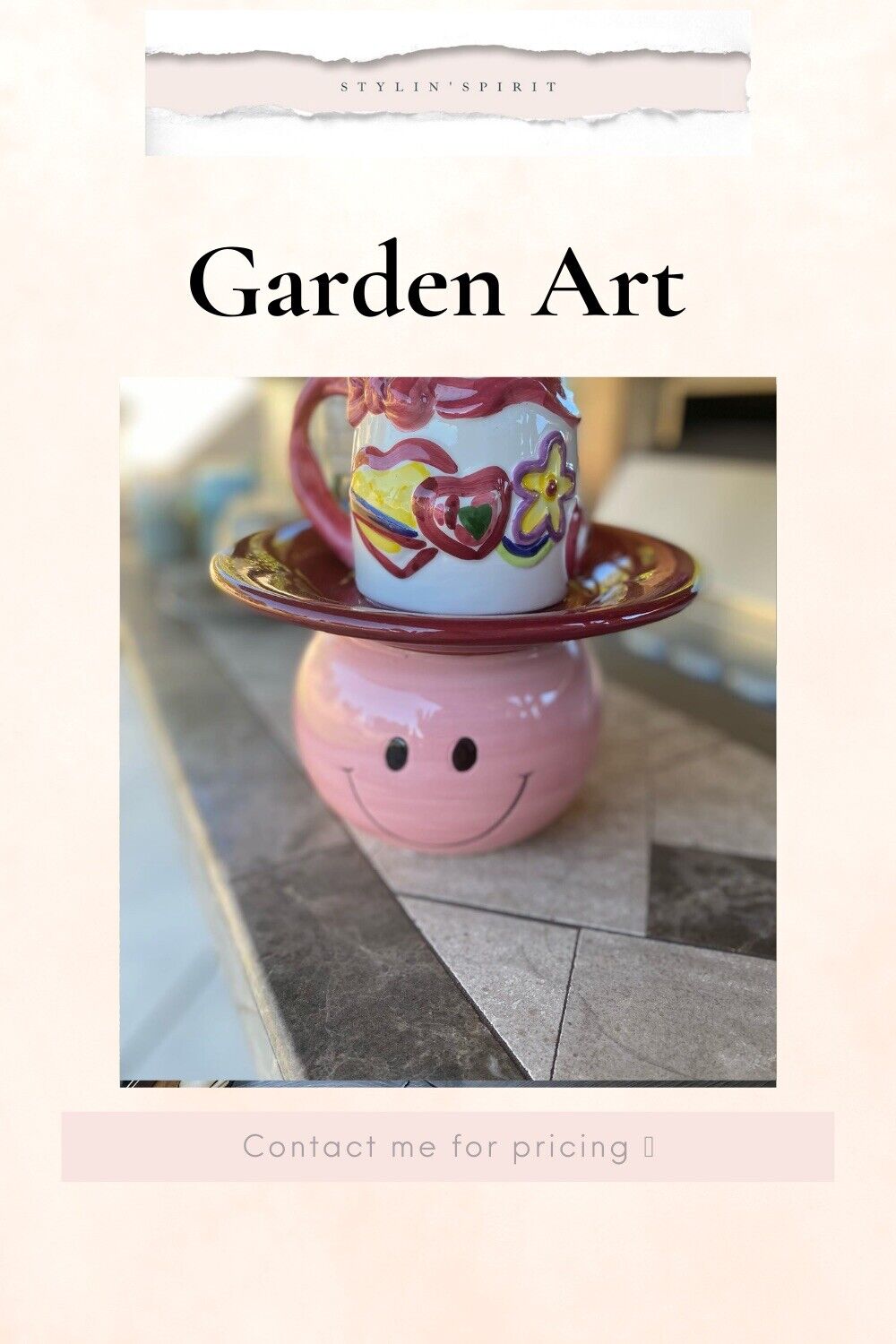 Whimsical Garden Art - Statue - Topiary -  Repurposed Dishes And Ceramics Garden Art Stylin’ Spirit   