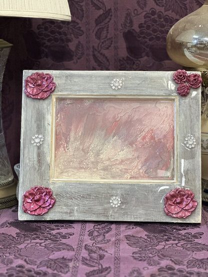 Repurposed Cabinet Door Hand Painted Sealed In Epoxy Pink White Rhinestone 16x12 Wood Wall Hanging Stylin' Spirit   