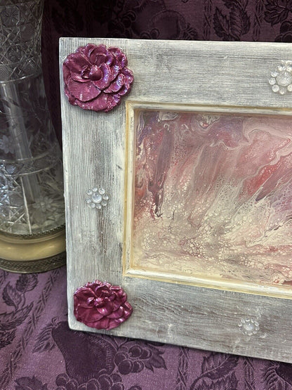 Repurposed Cabinet Door Hand Painted Sealed In Epoxy Pink White Rhinestone 16x12 Wood Wall Hanging Stylin' Spirit   