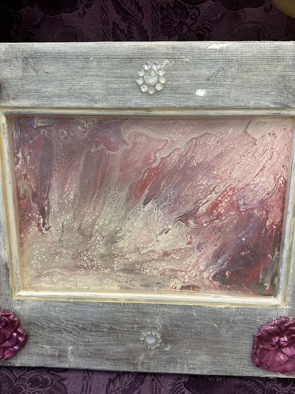 Repurposed Cabinet Door Hand Painted Sealed In Epoxy Pink White Rhinestone 16x12 Wood Wall Hanging Stylin' Spirit   