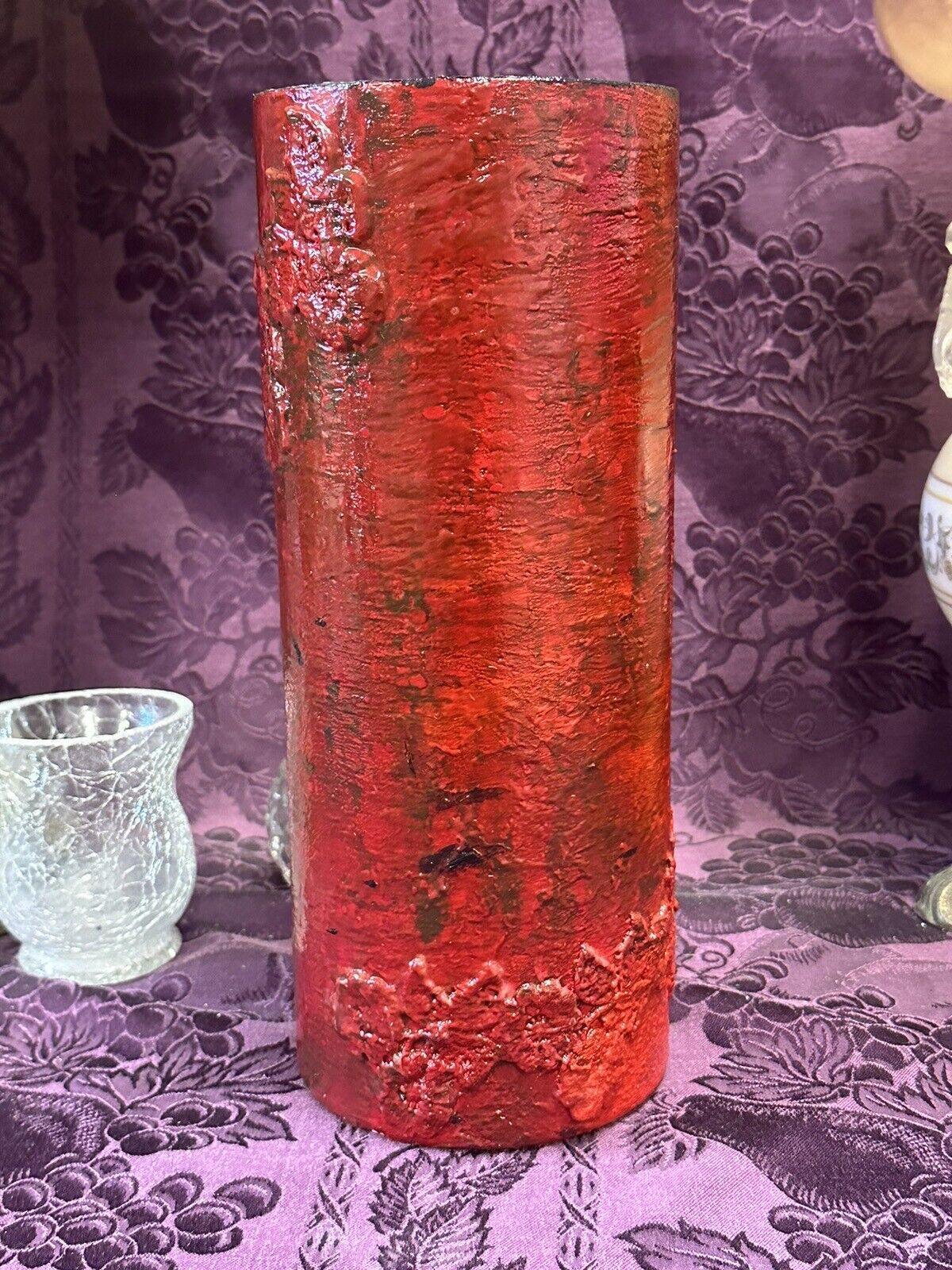 Custom Hand Painted Glass Vase Antiqued Red With Lace - Stylin Spirit