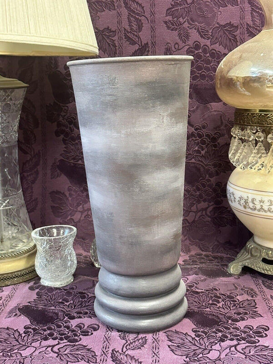 Custom Hand Painted Glass Vase Faux Concrete Cement Gray - Stylin Spirit