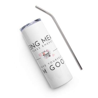 Stainless steel tumbler - Being Mean Skull Tumbler Stylin' Spirit White  