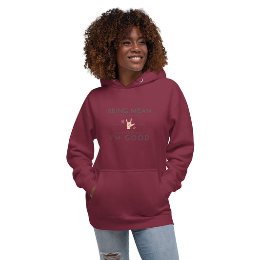 Unisex Hoodie - Being Mean Hand Hoodie Stylin' Spirit Maroon S 