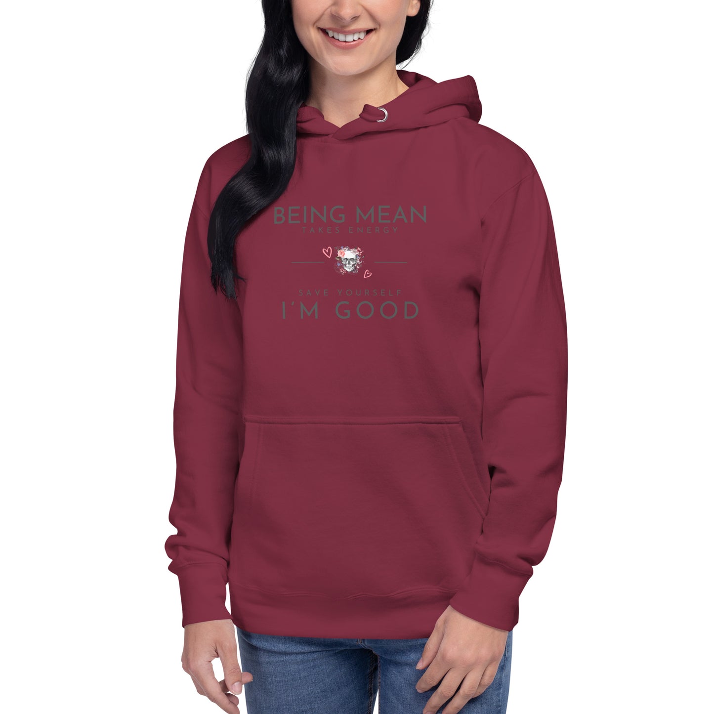 Unisex Hoodie - Being Mean Skull Hoodie Stylin' Spirit Maroon S 