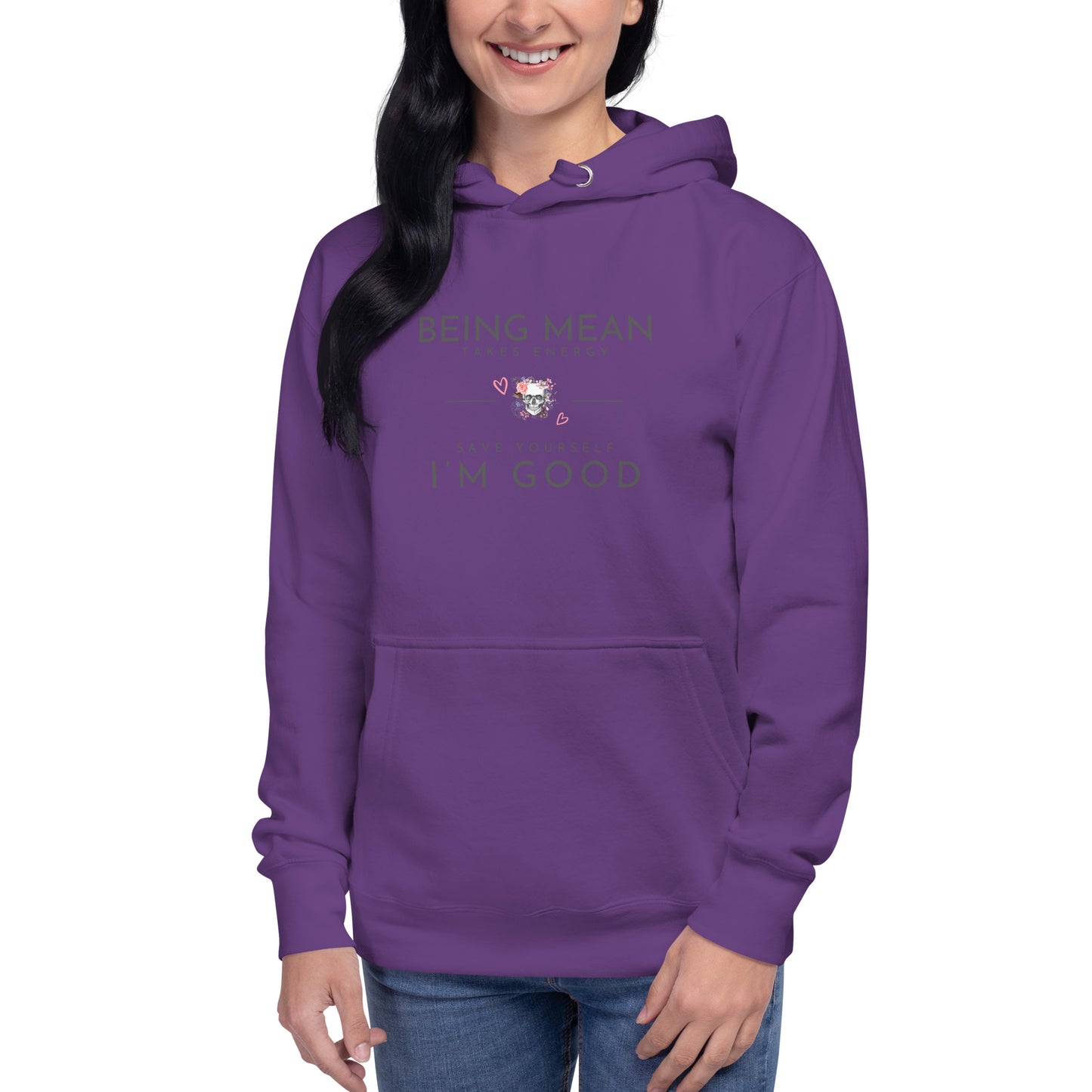 Unisex Hoodie - Being Mean Skull Hoodie Stylin' Spirit Purple S 