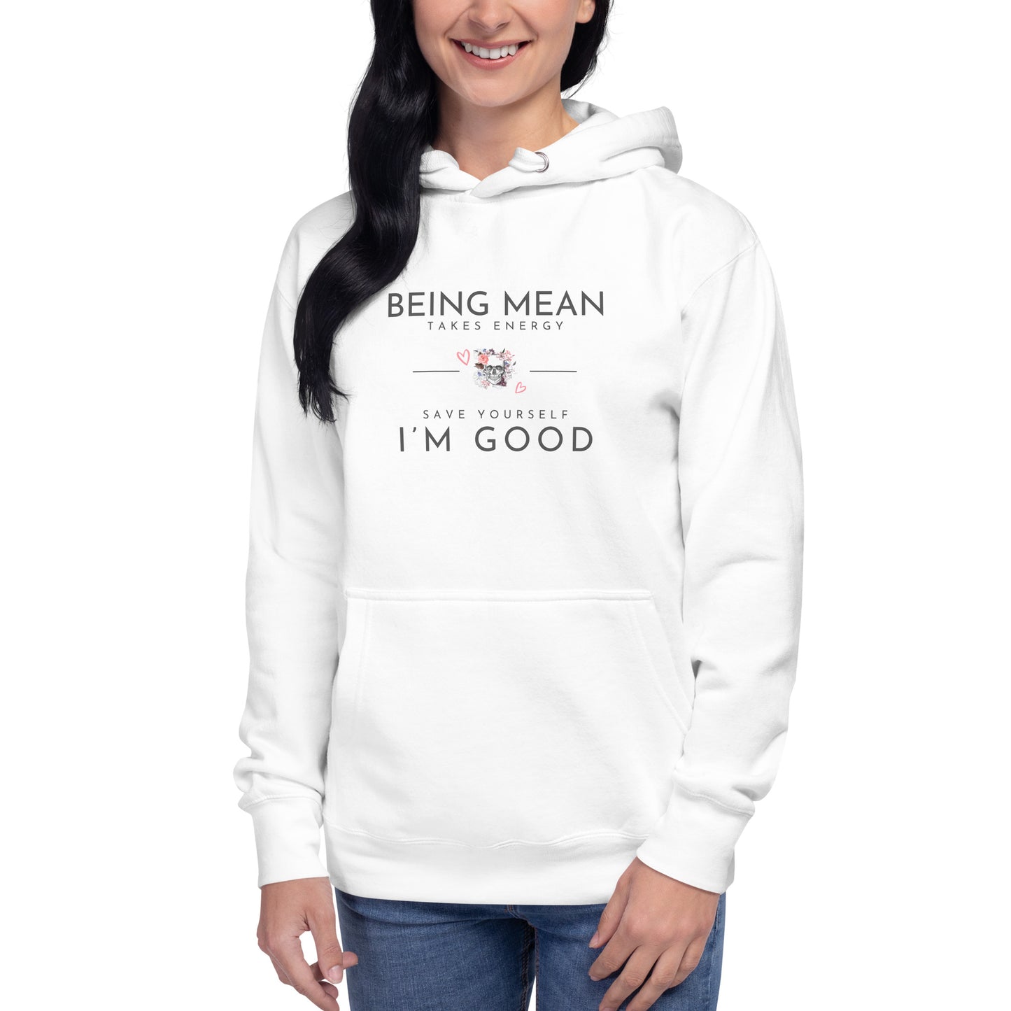 Unisex Hoodie - Being Mean Skull Hoodie Stylin' Spirit White S 