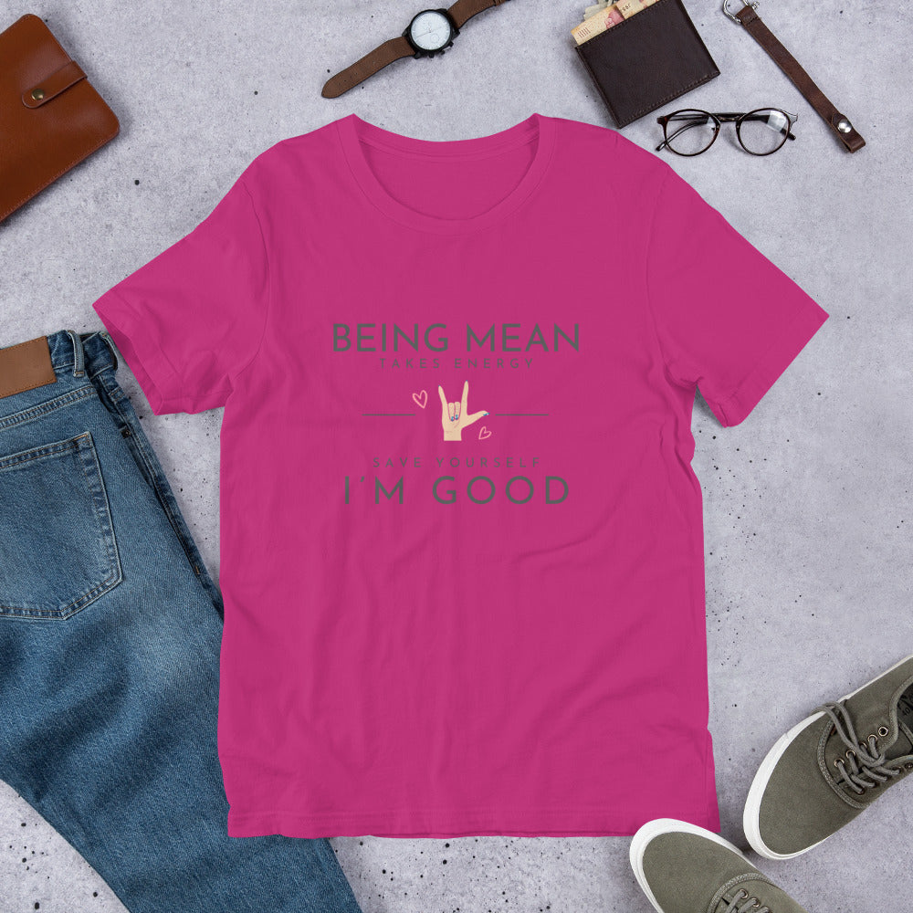 Unisex t-shirt - Being Mean Hand T-shirt Stylin' Spirit Berry S 