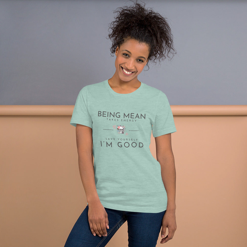 Unisex t-shirt - Being Mean Skull T-shirt Stylin' Spirit Heather Prism Dusty Blue XS 