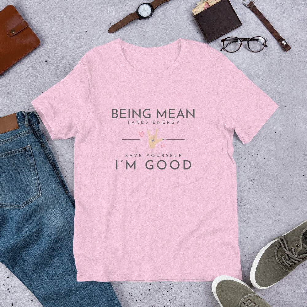 Unisex t-shirt - Being Mean Hand T-shirt Stylin' Spirit Heather Prism Lilac XS 