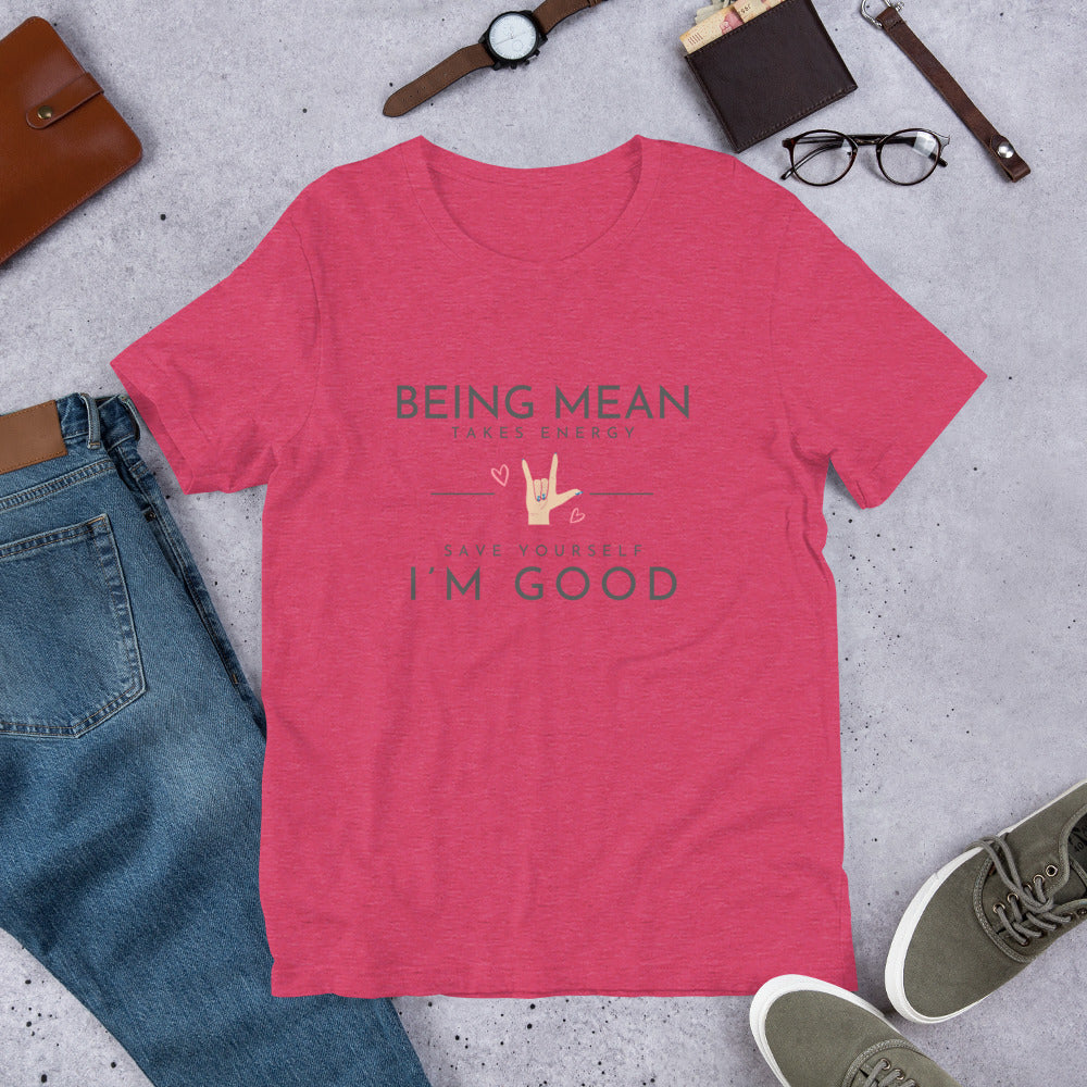 Unisex t-shirt - Being Mean Hand T-shirt Stylin' Spirit Heather Raspberry S 