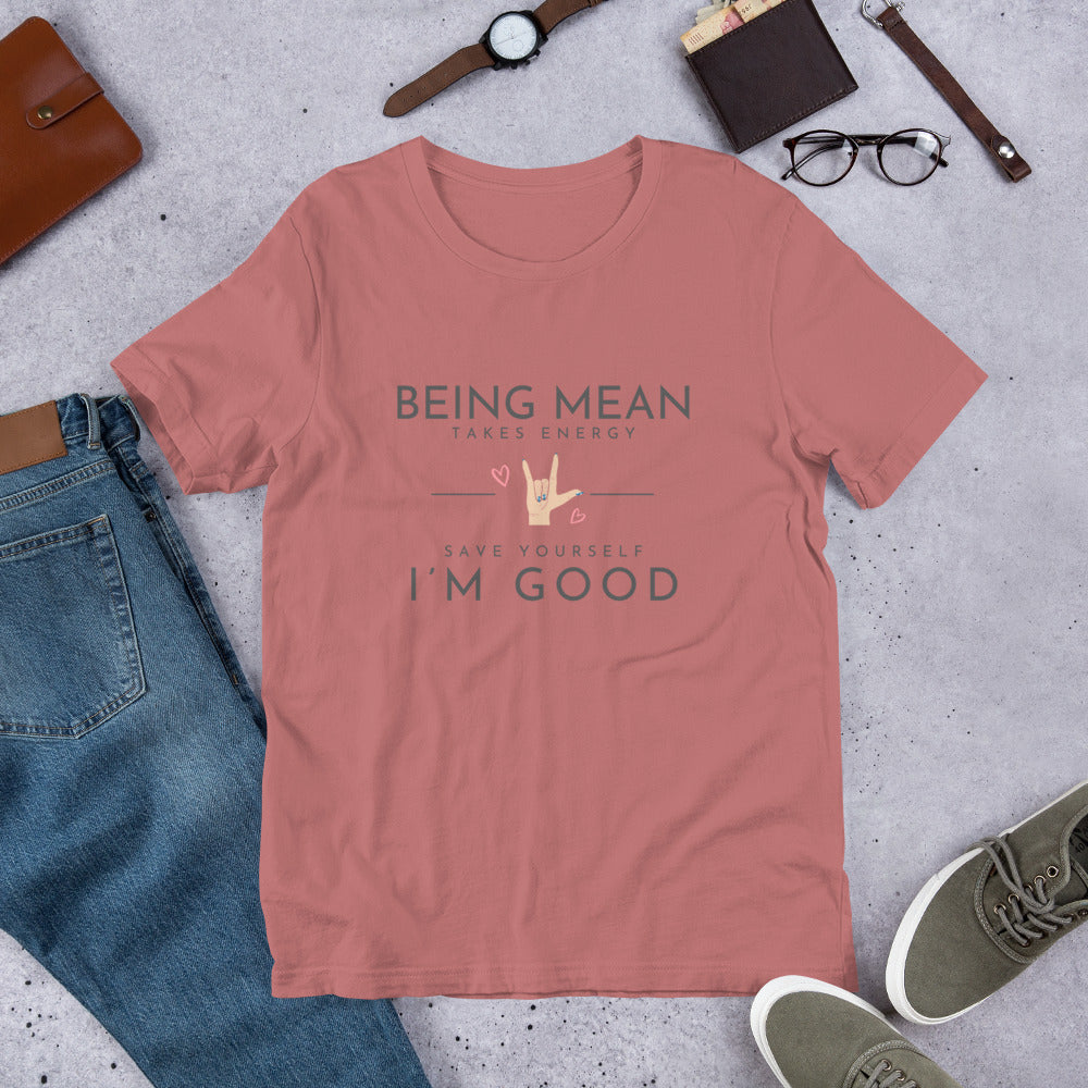 Unisex t-shirt - Being Mean Hand T-shirt Stylin' Spirit Mauve S 