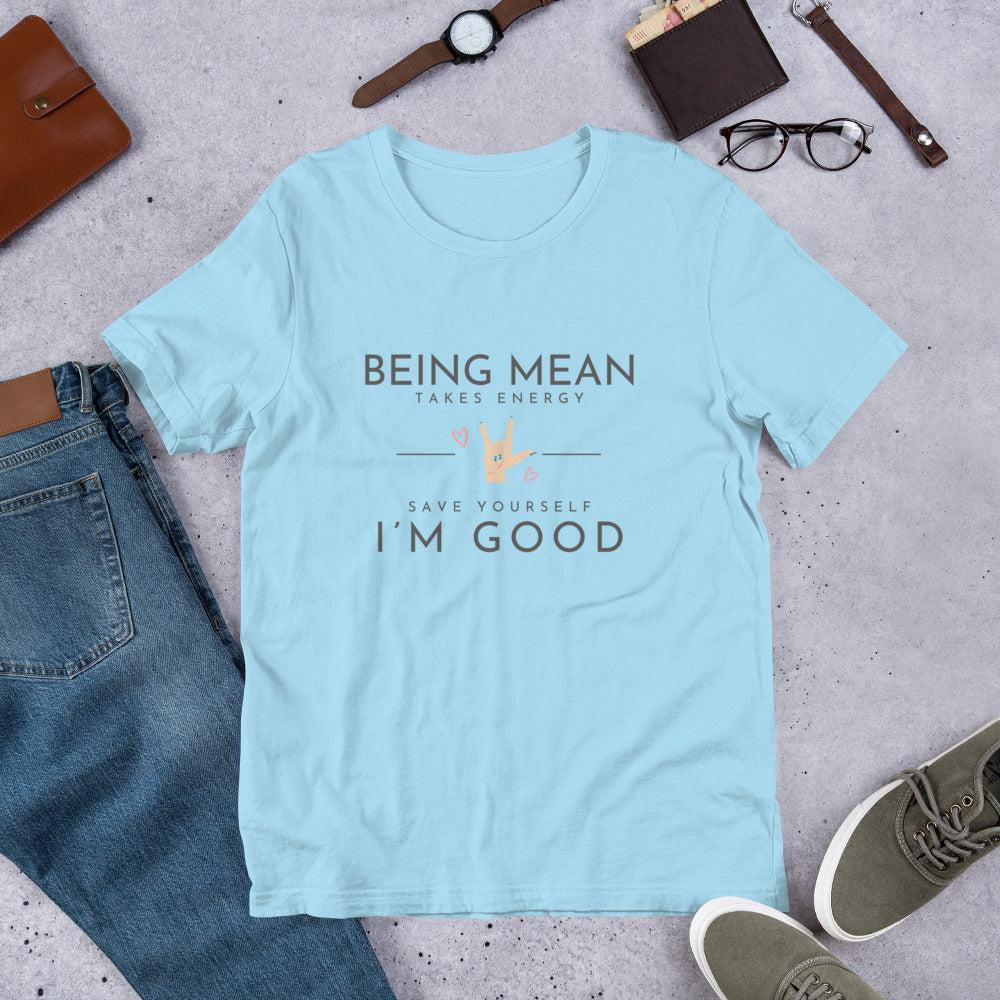 Unisex t-shirt - Being Mean Hand T-shirt Stylin' Spirit Ocean Blue S 