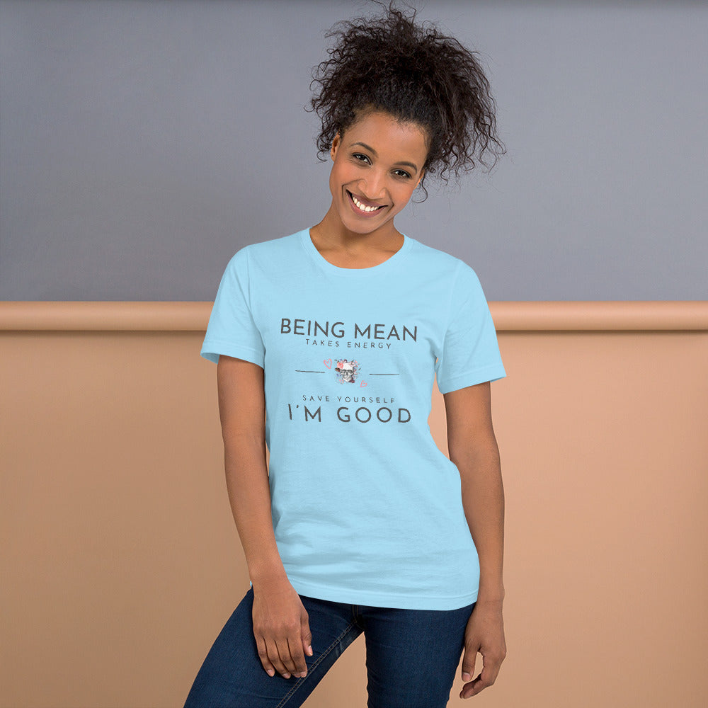 Unisex t-shirt - Being Mean Skull T-shirt Stylin' Spirit Ocean Blue S 