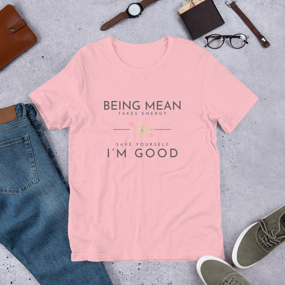 Unisex t-shirt - Being Mean Hand T-shirt Stylin' Spirit Pink S 