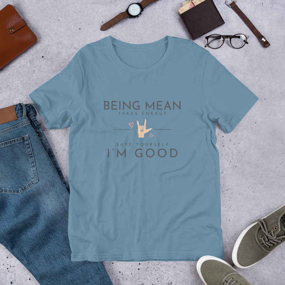 Unisex t-shirt - Being Mean Hand T-shirt Stylin' Spirit Steel Blue S 