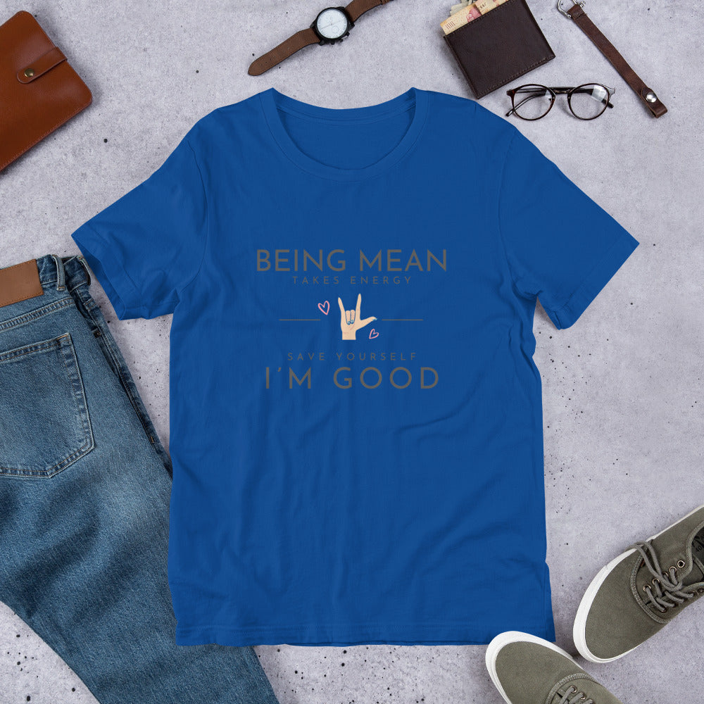 Unisex t-shirt - Being Mean Hand T-shirt Stylin' Spirit True Royal S 