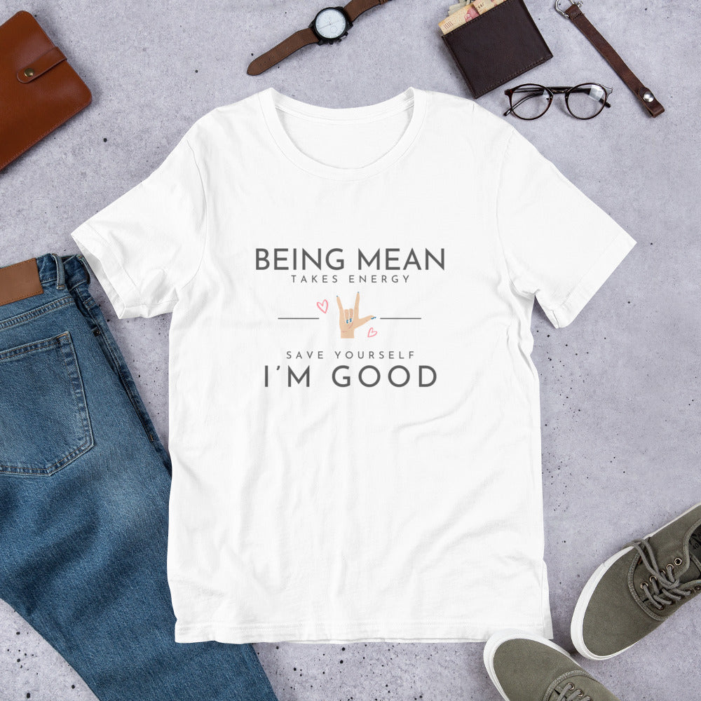 Unisex t-shirt - Being Mean Hand T-shirt Stylin' Spirit White XS 