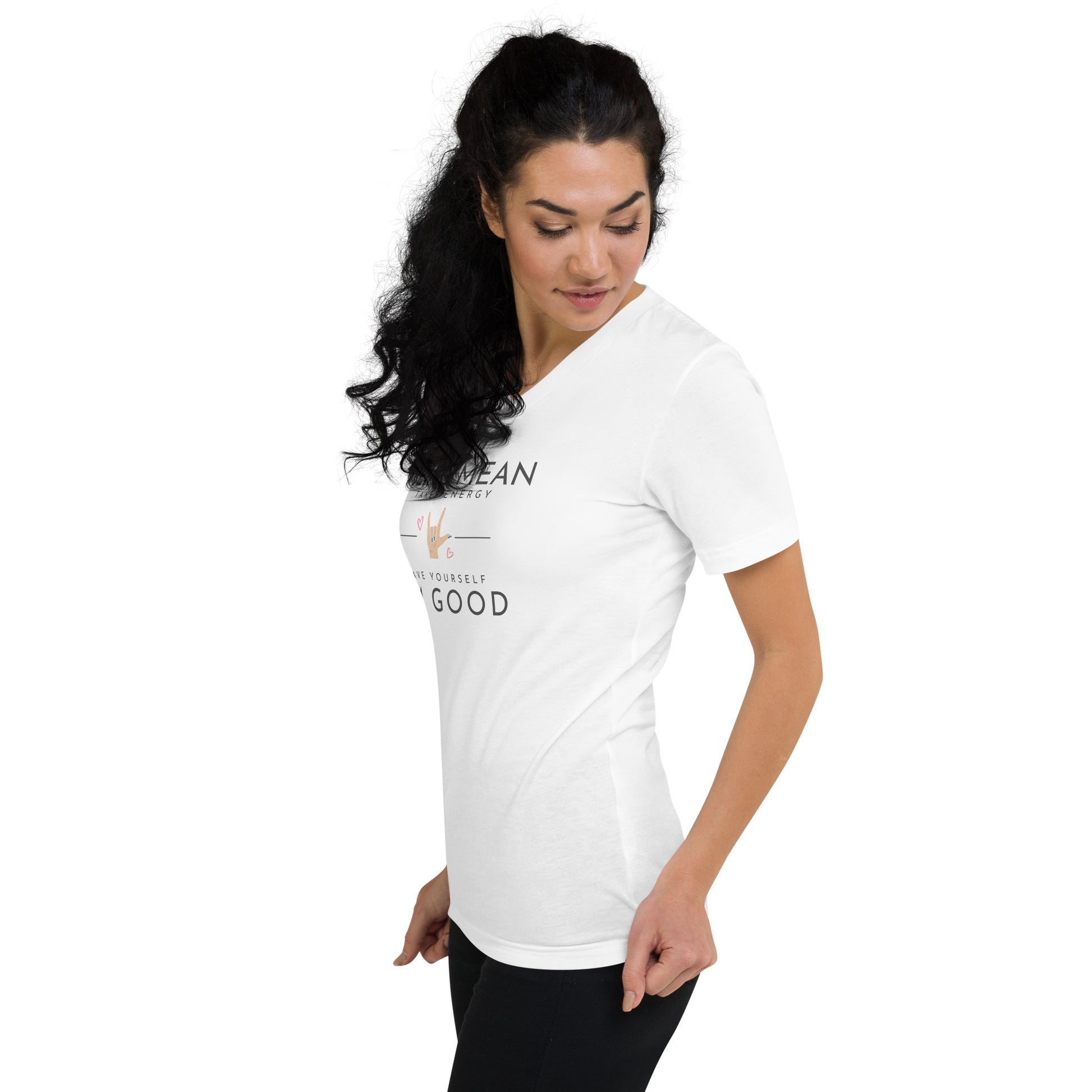 Unisex Short Sleeve V-Neck T-Shirt - Being Mean Hand T-shirt Stylin' Spirit   