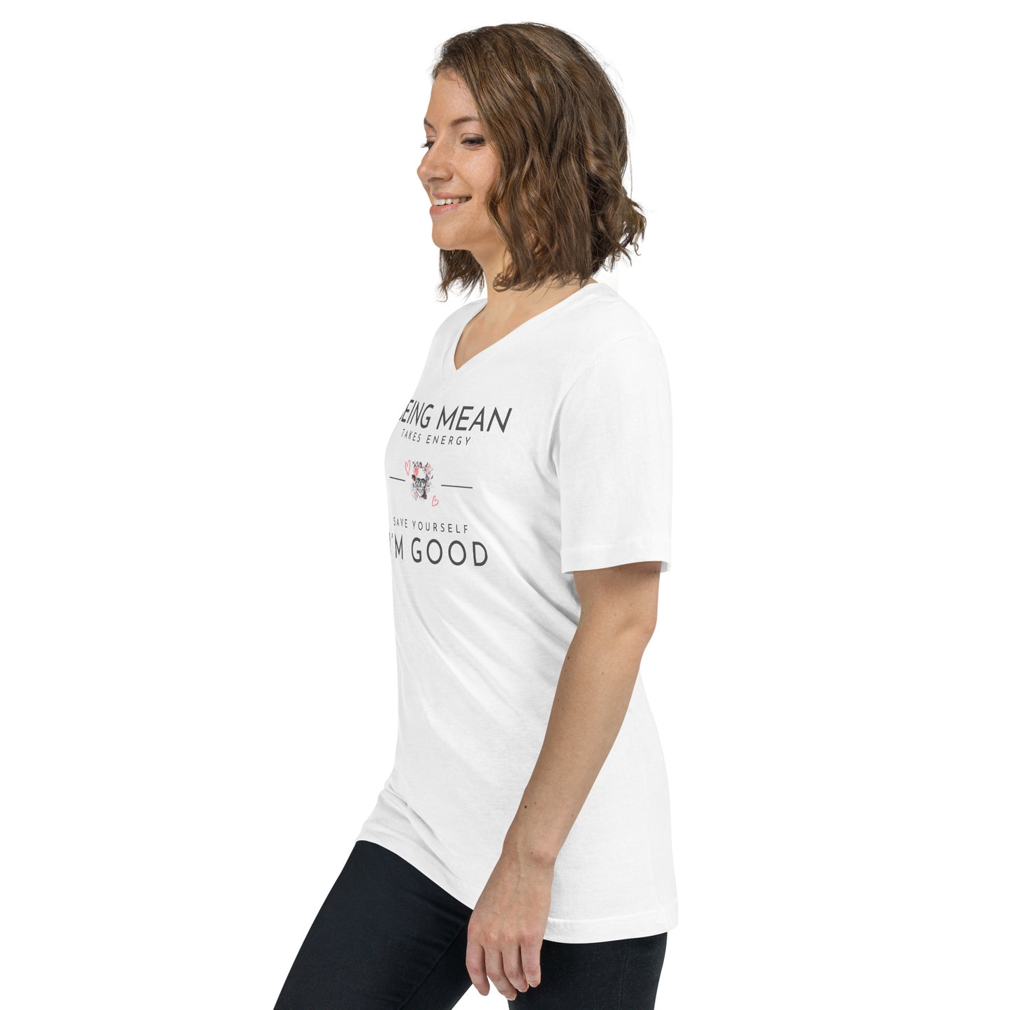 Unisex Short Sleeve V-Neck T-Shirt - Being Mean Skull T-shirt Stylin' Spirit   