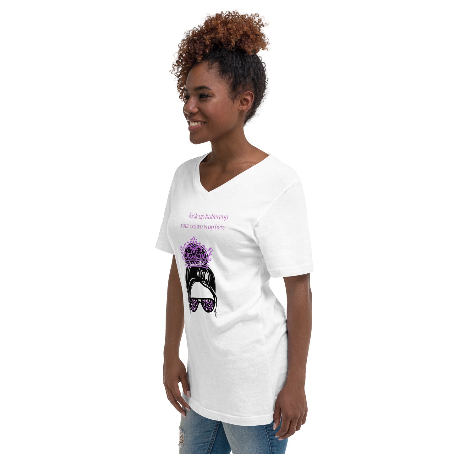 Unisex Short Sleeve V-Neck T-Shirt - Look up Buttercup T-shirt Stylin' Spirit   