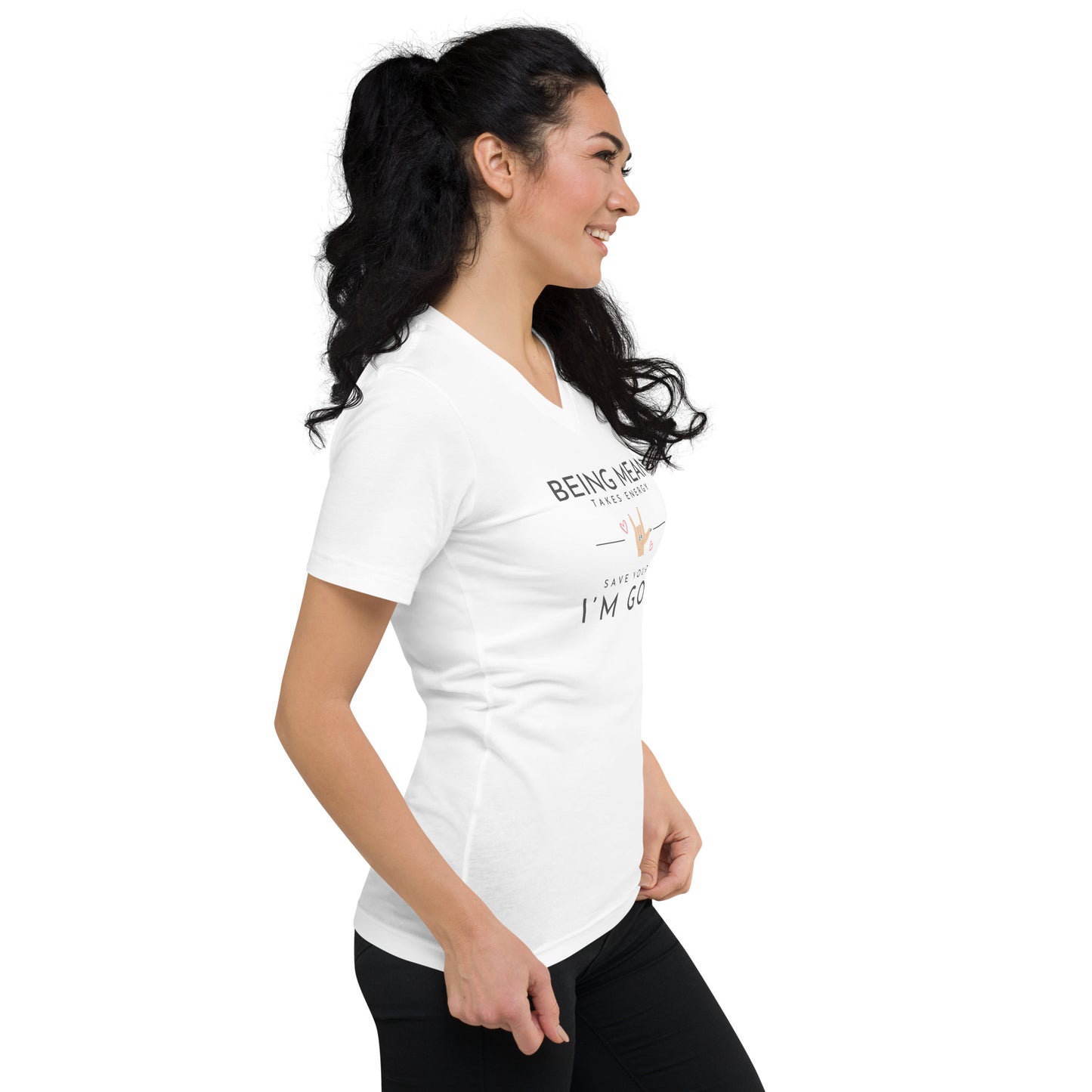Unisex Short Sleeve V-Neck T-Shirt - Being Mean Hand T-shirt Stylin' Spirit   