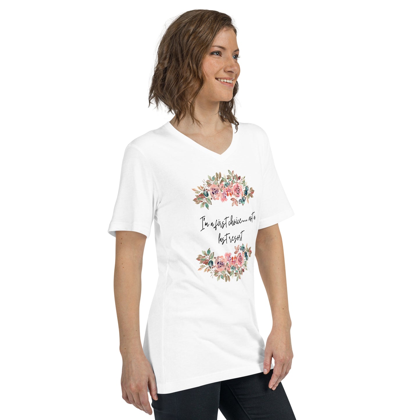 Unisex Short Sleeve V-Neck T-Shirt - First Choice Flowers T-shirt Stylin' Spirit   