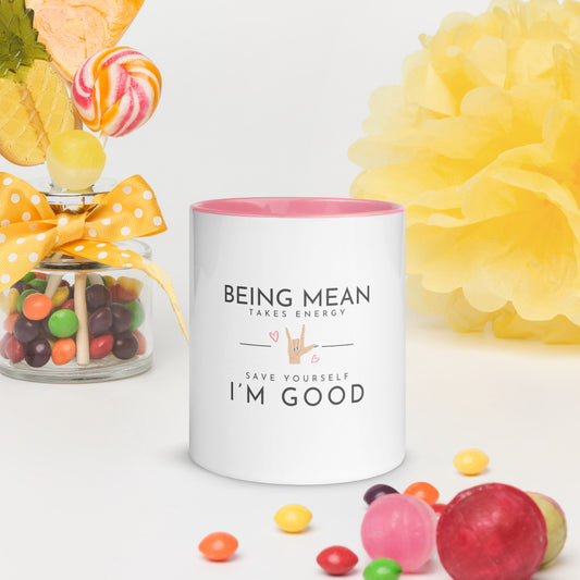 Coffee or Tea Mug with Color Inside - Being Mean Hand Mug Stylin' Spirit Default Title  