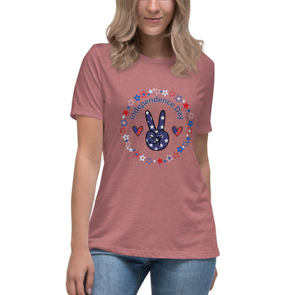 Women's Relaxed T-Shirt - Independence Day 4th of July T-shirt Stylin' Spirit Heather Mauve S 