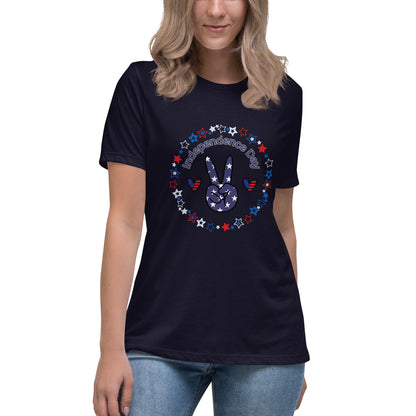 Women's Relaxed T-Shirt - Independence Day 4th of July T-shirt Stylin' Spirit Navy S 