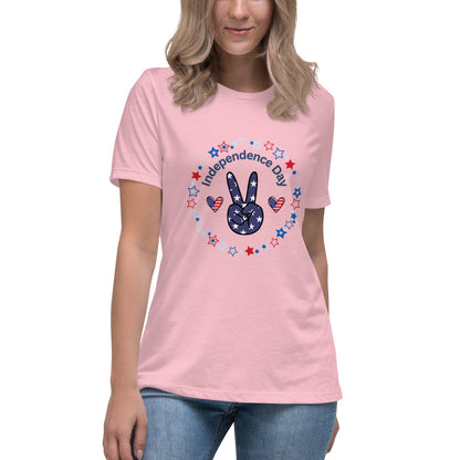 Women's Relaxed T-Shirt - Independence Day 4th of July T-shirt Stylin' Spirit Pink S 
