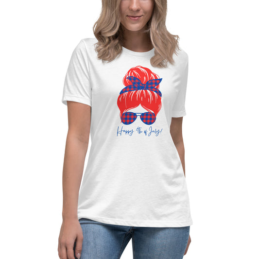 Women's Relaxed T-Shirt - Happy 4th of July T-shirt Stylin' Spirit White S 