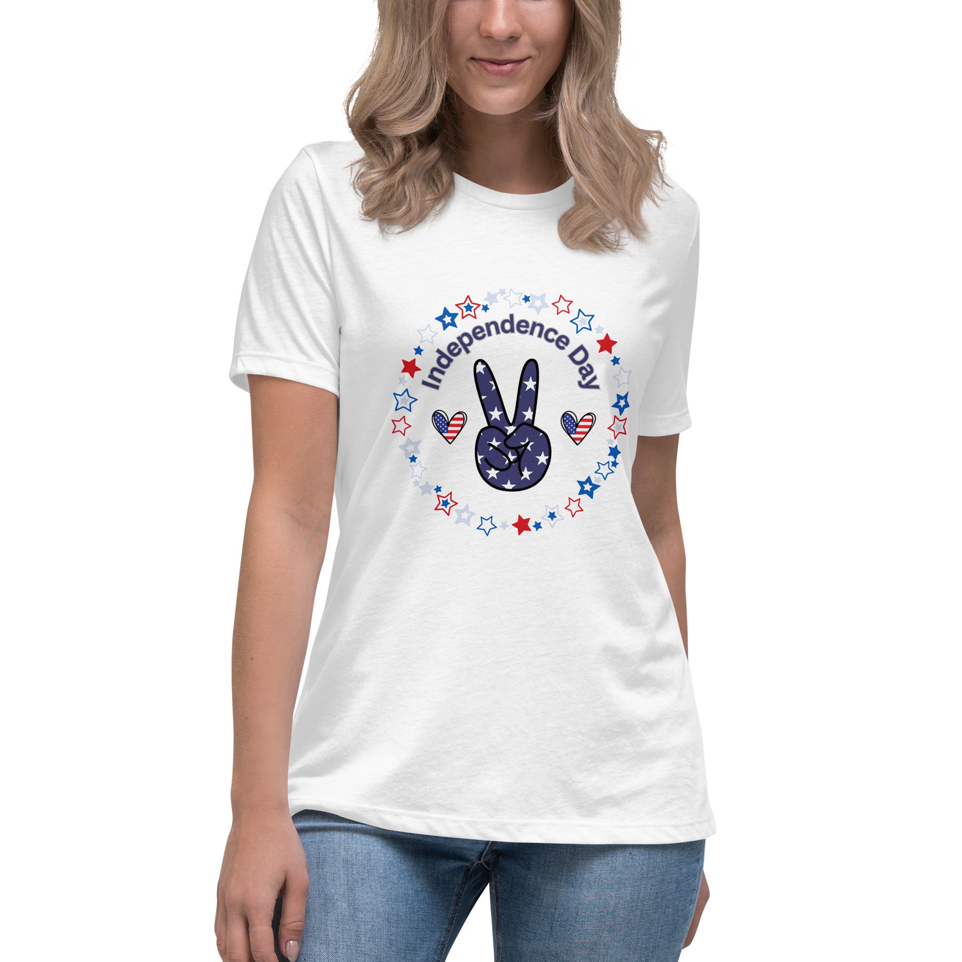 Women's Relaxed T-Shirt - Independence Day 4th of July T-shirt Stylin' Spirit White S 