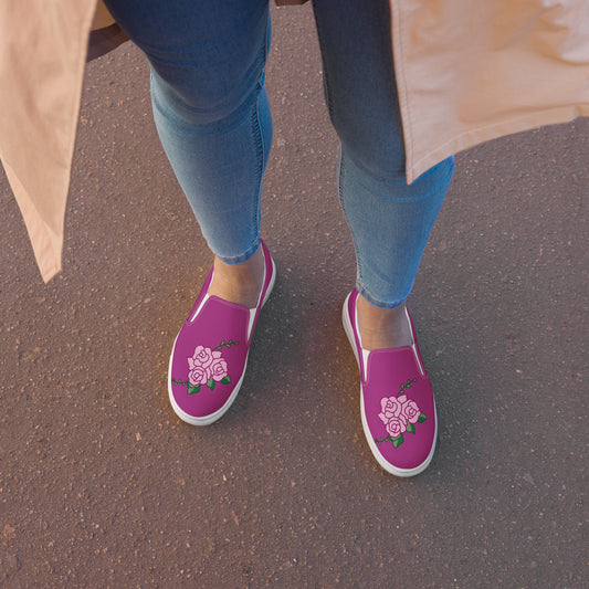 Women’s slip-on canvas shoes - Purple Rose Slip Ons Stylin' Spirit 5  